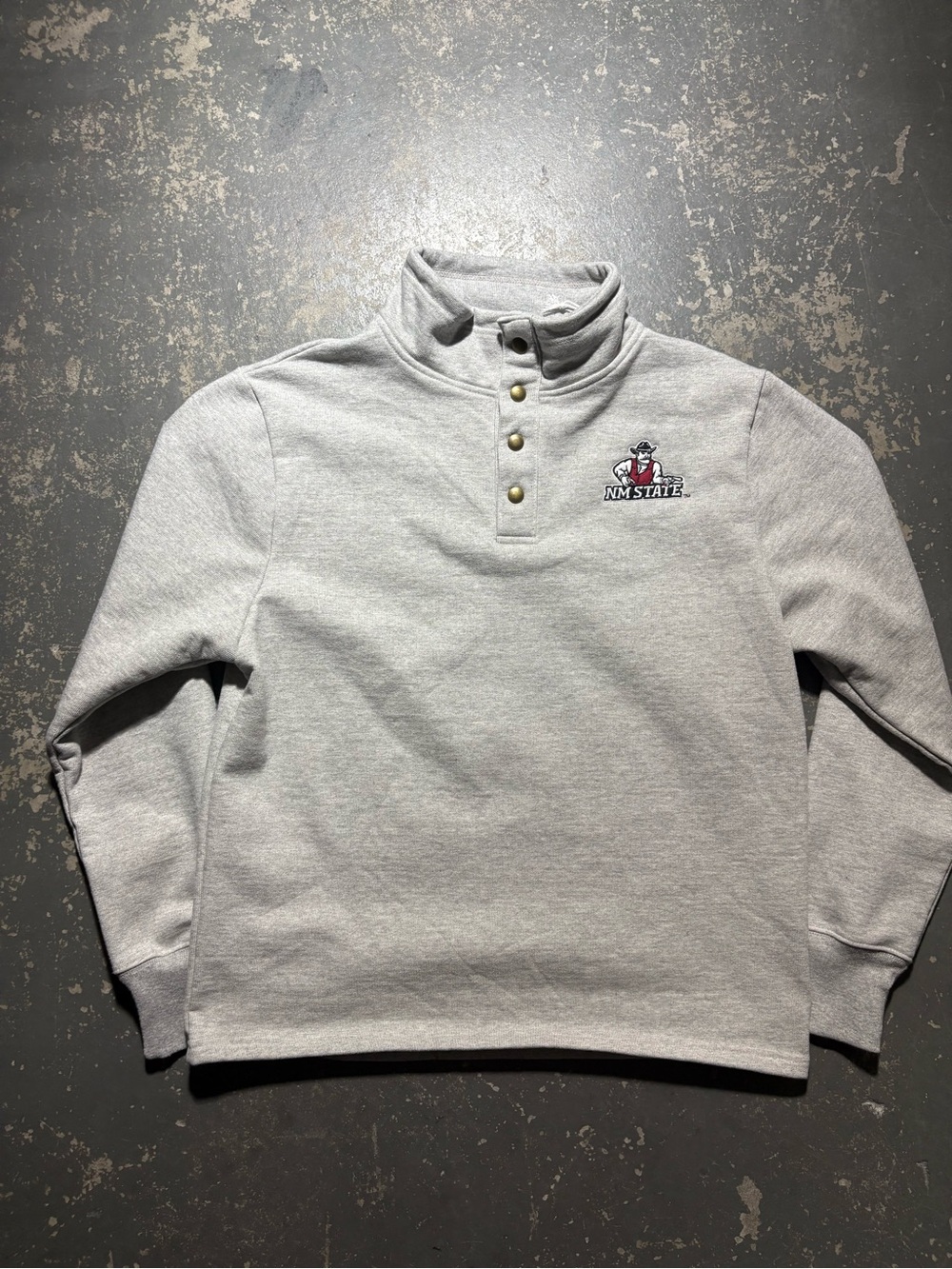 League Light Gray Quarter-Snap Pullover Sweater with NM State Logo